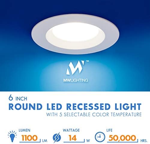 промяна led лампа mw 6 инча, 5 избирани цветови температури, с гладко покритие, 2700/3000/3500/4000/5000 K, с регулируема яркост,