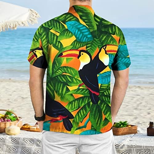 Мъжки Ризи BEUU Алоха, Мъжки Хавайска Риза с Принтом на Тропическо Дърво, Върховете на Копчета с Къс Ръкав, Свободни Плажни Ризи