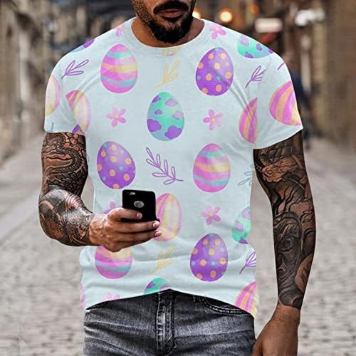 2023 Нова Мъжки Великден Модни и Ежедневни Тениска с Цифрово 3D Принтом, Кръгло деколте и Къси Ръкави, Мъжка Блуза