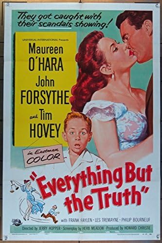 Всичко, освен истината (1956) Оригинален Плакат на филма на един лист 27x41 МОРИЙН О ' Хара, ДЖОН ФОРСАЙТ ТИМ ХОВИ В отлично състояние
