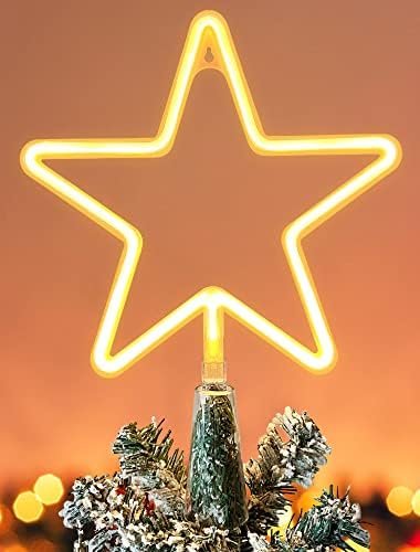 KOUPA 14,5-Инчов Topper за Коледната елха с Голям 5-Спот звезда на върха на дървото с led светлини Топло бял цвят за Коледна
