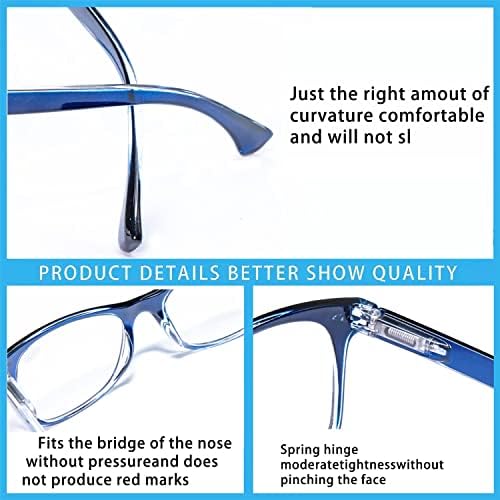 Fwerkygn 3 опаковки Очила за късогледство на разстояние, Късогледство, Блокер Синя Светлина Очила За жени И мъже TR90, Полнокадровые