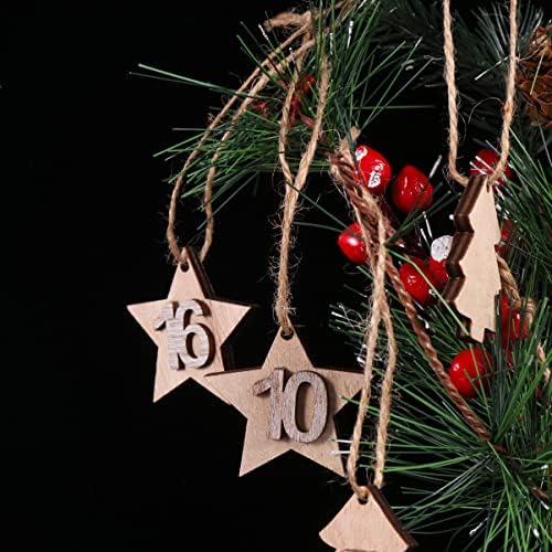 Didiseaon Коледен Адвент-Календар 2022 Окачени Коледни Декорации 1-24 Коледен Обратното Броене Адвент-Календар Дървени Висулки