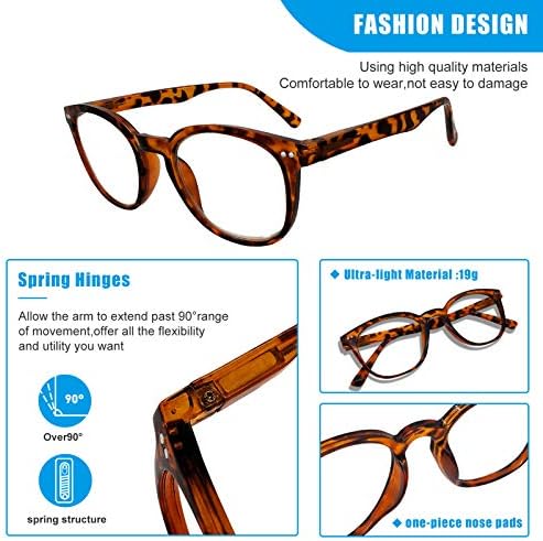 3 Опаковки Синьо-Екранировка на Очила за четене, Кръгли Очила за Четене, за Жени, за Мъже Компютърни Очила За Четене, Защита