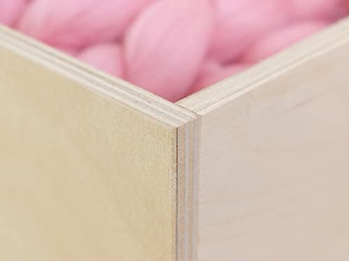Дървена кутия за съхранение на Benlemi модел 2 - дръжки - Бял и цвета на естествено дърво - 33 x 33 x 37 см