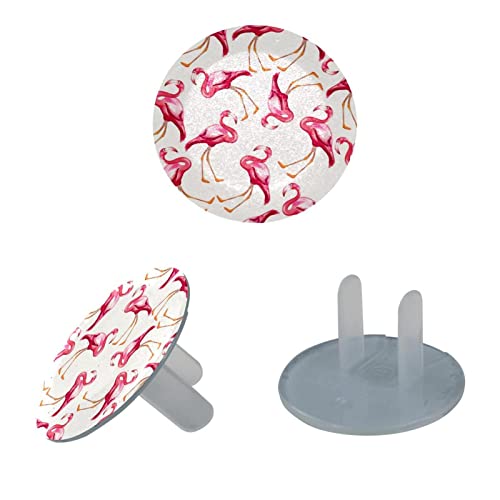 Прозрачен капак за контакти (24 опаковки) Акварели Диелектрични Пластмасови Капачки с участието на птици Фламинго за електрически