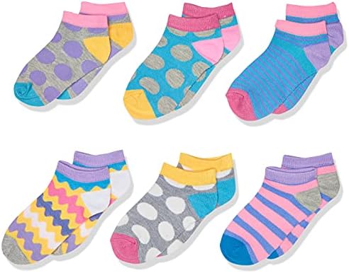 Чорапи Джефрис за момичета в Дребния Грах / Ивици с Дълбоко деколте, 6 чифта В опаковка