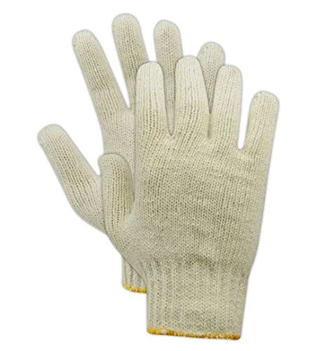 Ръкавици машинно плетени MAGID T193MED KnitMaster Standard Weight, Памучни поли-смес, Средни, Естествени (12 чифта)