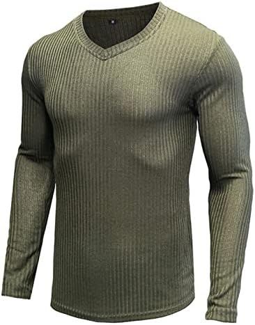 Мъжки t-shirt JEKE-DG, Зимен Пуловер с V-образно деколте, Пуловер с висока воротом и дълъг ръкав, Съкратен Топ в ивица, Базова