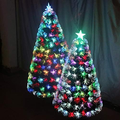 Изкуствена Коледна Елха CAIXIN От Оптични влакна, Предварително Осветени, Премиум Лесно Сглобяване, Цветна Светкавица, Коледна Украса,