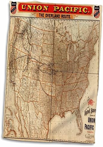 3dRose Florene - Стари карти - печат с мрежа Карта железопътна 1892 г. - Кърпи (twl-204100-3)