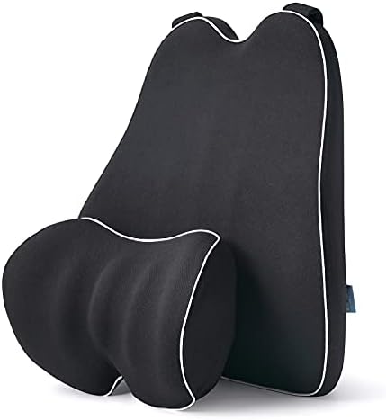 Комплект автомобилни възглавници за лумбална опора и шията RaoRanDang, Ергономична Възглавница седалка от пяна с памет ефект за подкрепа на