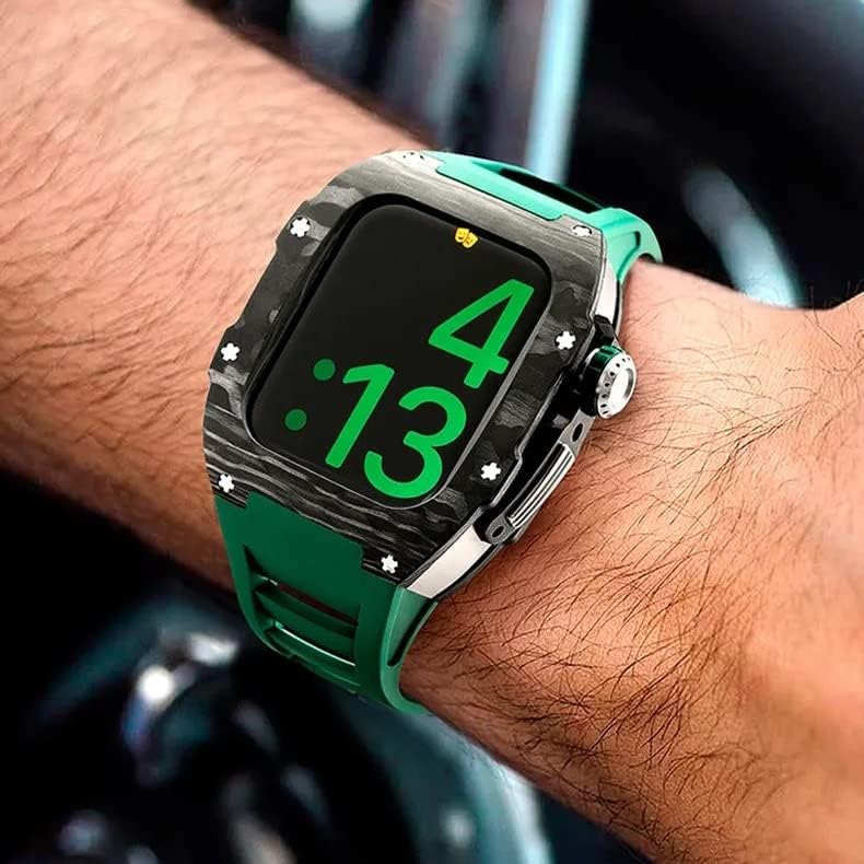 Луксозен калъф CNHKAU от въглеродни влакна за Apple Watch 8 Band 45 мм, серия 7 6 Неръждаема Стомана Iwatch Series 8 5 4 SE 44 мм САМ