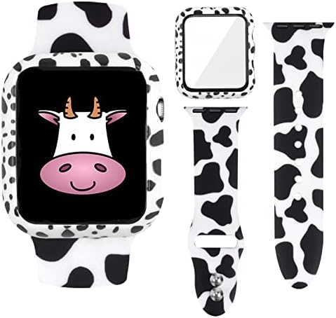 Vozehui 2-Pack е Съвместим с каишка на Apple Watch с принтом крави 38 40 41 45 42 44 мм с корпус с принтом крави, каишка
