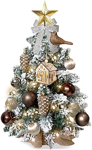 CAMZ 2 метра Настолен Мини Коледно Дърво с Изкуствена, Малка Коледна Елха, Набор от Настолни Коледни занаятчийски продукти, Пола, за Елхи