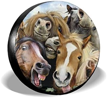 Kanen Horses Selfie Калъф за резервна гума Универсални Слънчеви Водоустойчив Прахозащитен Капаци за колелата, Подходящи за