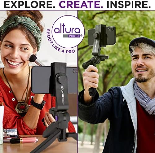 Фото статив Altura за iPhone - Стабилизатор на телефона и Статив за мобилен телефон с ергономичен устойчиво заснемане - Въртящи се На 360