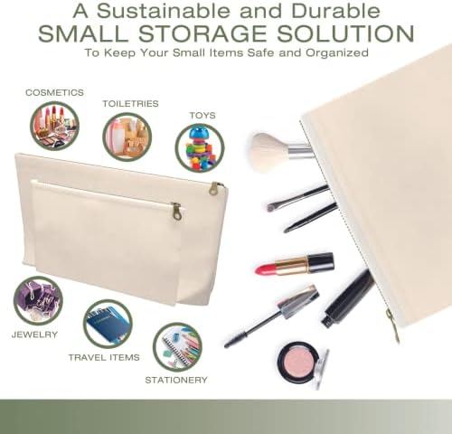 Набор от чанти платно мешочков с цип TGBC (6 опаковки) - Включва 3 големи холщовые чанти с цип и 3 малки козметични чанти – Многоцелеви