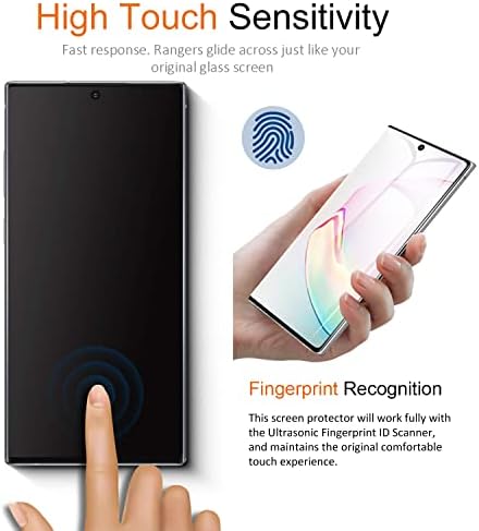 Защитно фолио за дисплея на Samsung Galaxy Note 10 от закалено стъкло със защита на обектива на фотоапарата [3D извити] [Отключване на пръстови