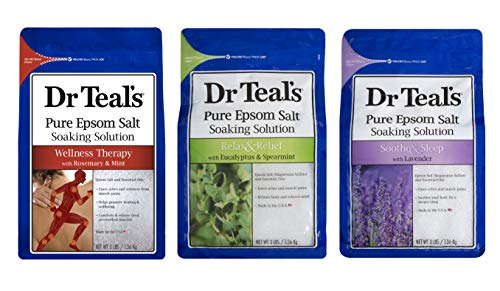 Набор от английската сол Dr. Teal's, 3 предмет: 1 Эвкалиптовая мента Relax & Relief, 1 лавандула Sooth & Sleep и по 1 розмарину