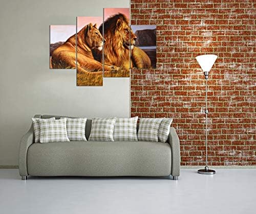 4 Панела с образа на Лъвове, Стенен декор, Лъв и Лъв на стената, картина, напечатанная върху платно, Произведение на изкуството