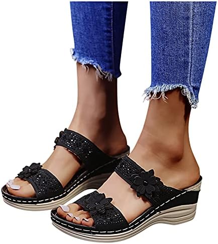 JMMSlmax ниски токчета, сандали за жени, елегантни отворени пръсти обтегач каишка на глезена espadrilles сандали, сандали на платформа на