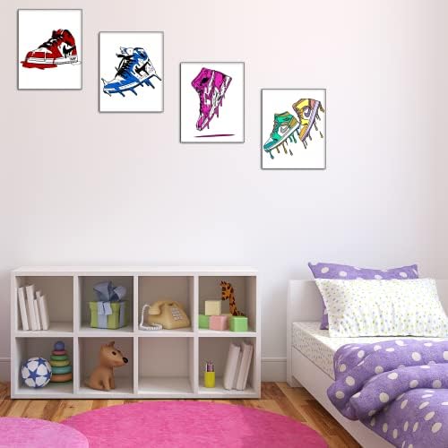 Дизайн Nilem Плакат с изображение на маратонки Hypebeast Декор за стаята Щампи обувки Комплект от 4 Без рамки (8 x 10) Плакат с изображение