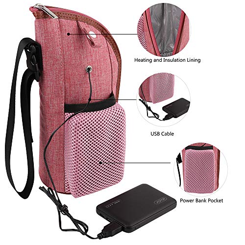 Преносим Пътен Нагревател за бебешки Шишета, Нагревательная вода сак, Чанта захранва от USB, Розов