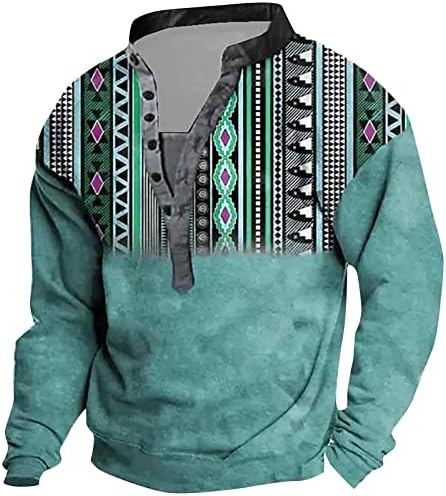 Мъжки Свободен Пуловер с Дълъг Ръкав, Потници, Ретро Мода, тениски с V-образно деколте Голям Размер, Ежедневни Hoody С 3D Цифрово
