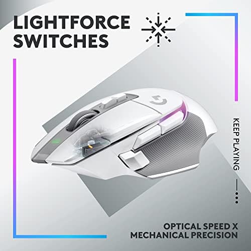 Logitech G502 X Plus Lightspeed Wireless RGB Gaming Mouse - Оптична мишка с хибридни електрически ключове LIGHTFORCE, LIGHTSYNC RGB, игри
