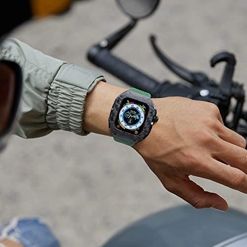 EKINS За Apple Ultra 49 мм промяна корпус от въглеродни влакна, който е съвместим с iwatch S8/7/6 45 каишка за часовник