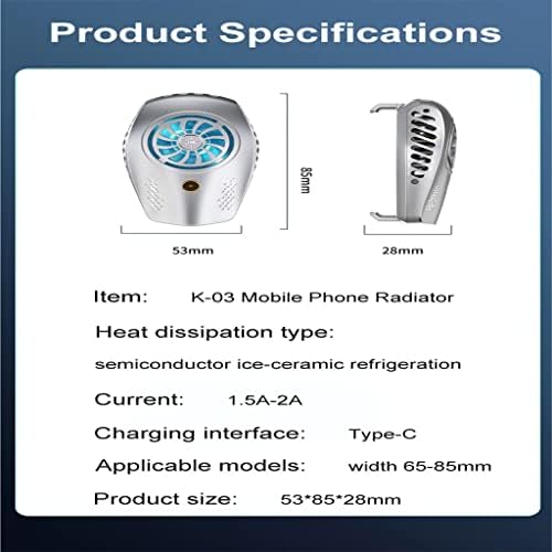 LUKEO Преносим Радиатор мобилен телефон Вентилатор за охлаждане на Телефона Задна Скоба за радиатора игра на мобилния си телефон (Цвят: E,