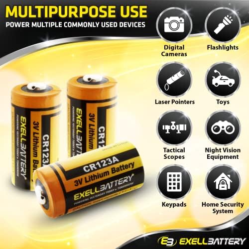 Exell Батерия EB-cr123a lithium 3,0-Вольтовая литиева батерия, 1700 mah, опаковка 10