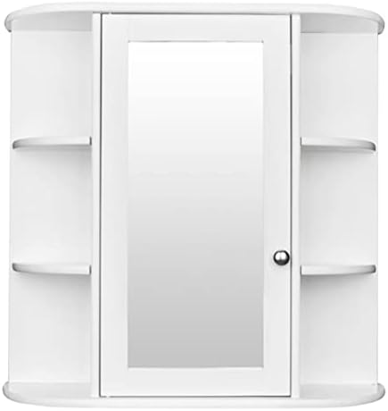 N/A Полк за стенен шкаф в банята, 3-уровневое огледало с една като Магнитен заключване, лесен за инсталиране, здрав Бяла (Цвят: A, размер:
