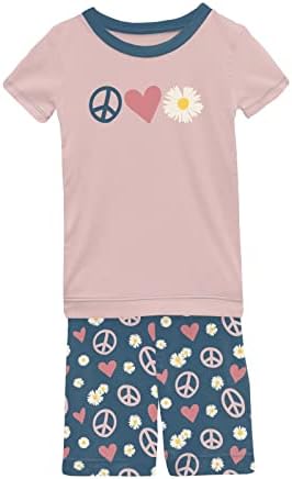 Пижамный Комплект с къси ръкави KicKee Pants, Тениска с Къси панталони в тон, Пижамный Комплект за бебета и деца
