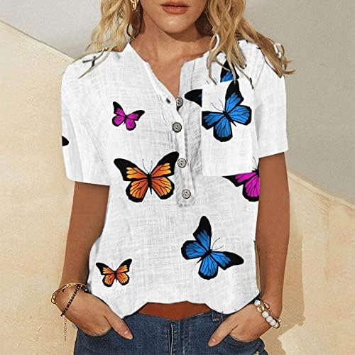 Блуза За Момичета С Къс Ръкав и деколте Лодка, Памучен Пеперуда, Абстрактно Изкуство, Графичен Ежедневна Блуза, Тениска за Жени TP