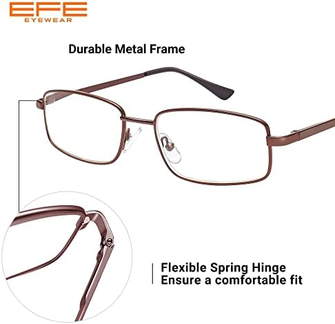 ЕФЕ Очила в Метални Рамки за Жени И Мъже, Правоъгълни Увеличителни Кутия Пантите, Бизнес Очила за Четене, 4 Опаковки, 3,0