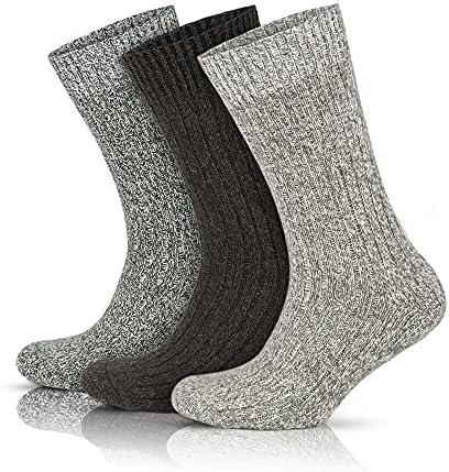GoWith, 3 Чифта Мъжки Чорапи От Дебела вълна, мериносова, Топли и Уютни Зимни Чорапи за екипажа, Термо-Хавлиени Чорапи от Пухкава