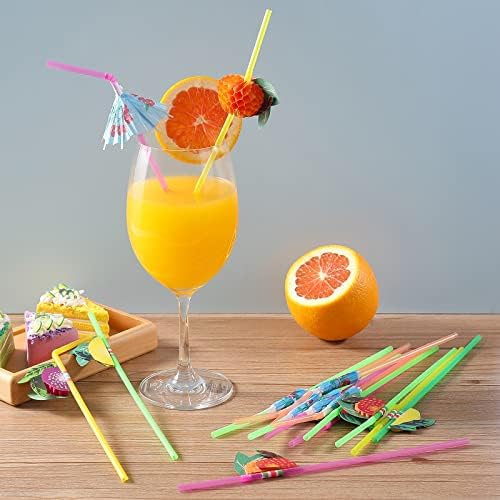 [100 бр] Сламки за чадъри за плодови Коктейли - за Еднократна употреба Чадъри За напитки Хавайски Сламки Luau За партита