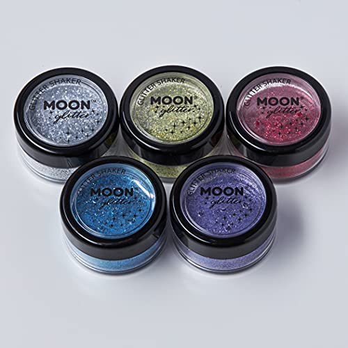 Шейкър за фини пайети от Луната Glitter – Козметичен блясък за лице, тяло, нокти, коса и устни - 0,17 унция - Комплект