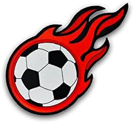 Пламенеющий футболна топка, Голяма нашивка с Бродирани пришивной/выглаженной Класическа емблема на футболен нашивка - 4 x 7 (2 x Пламенеющих