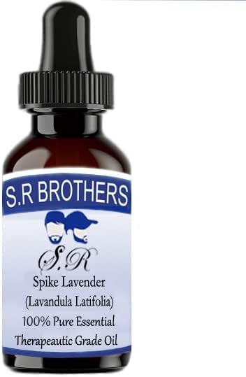 S. R Brothers Спайк Лавандула (Lavandula Latifolia) Чисто и Натурално Етерично масло Терапевтичен клас с Капкомер 50 мл