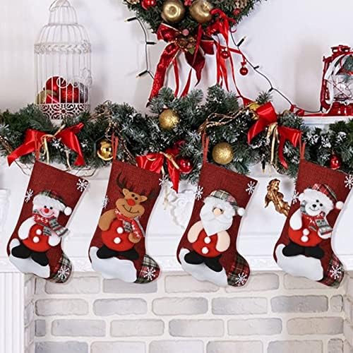 Детски Подаръци, Дядо коледа, Снежен човек Северен Елен Мечка Коледни Чулочные Украса Червено Бельо Снежна Коледна Гирлянда