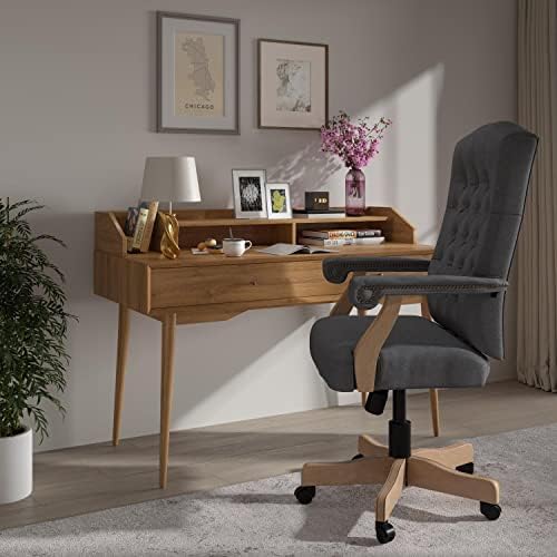 Традиционното Офис стол Flash Furniture - Въртящо се Офис стол с Кичурите от Сив плат - Работно кресло за Домашен офис с основание