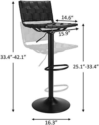 Бар столове Finnhomy от Съвременната Тканой на кожата, Комплект от 2 Продуктова столове с въртяща се на височина багажник, Поставка за