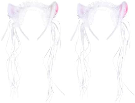 BESTOYARD Дъвка за коса за Момичета 6 бр., превръзка на главата с Кошачьими Уши, лейси превръзка на главата с Кошачьими Уши, Превръзка