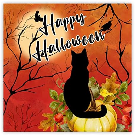 Atinarrogo Дървена Табела Happy Halloween Котка Тиква Подвесная Знак Лунен Гарван 12x12 инча Зъл Хелоуин Декор на Стените В Стил