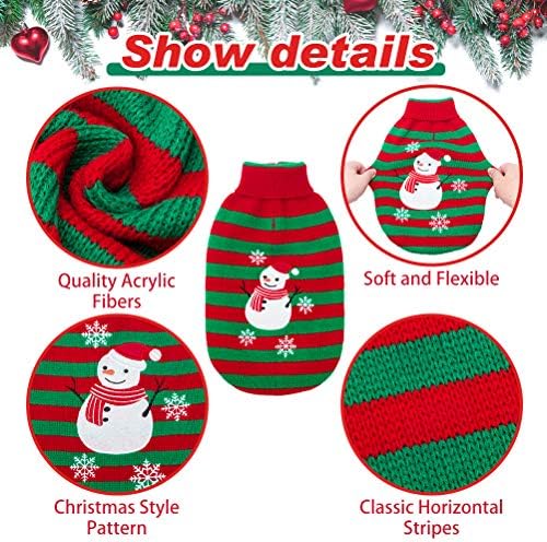 Коледен пуловер за котки - Снежен човек в Ивица, Коледни Пуловери за кучета, Мек Трикотаж, да се запази топлината през зимата,