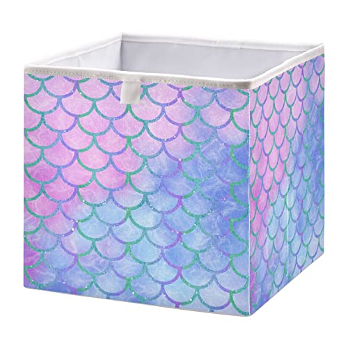 Синьо-Розова Кутия за съхранение на кубчета Русалка, Сгъваеми кутии за съхранение, Водоустойчив кош за играчки, Органайзер за кубчета, Кутии