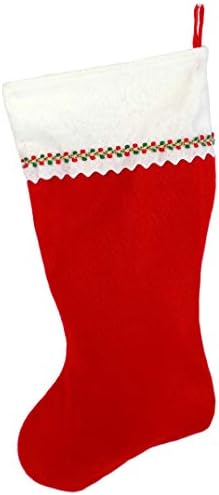 Първоначално Коледни чорапи с бродирани мен монограм, Червено-Бяло фетр, Началната буква W